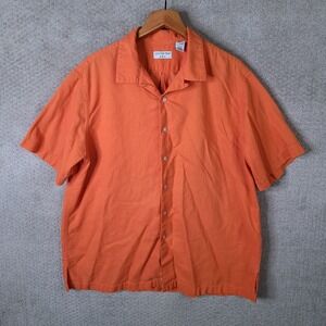 Covington Shirt Mens XL Orange Button Up Camp Short Sleeve Cotton Casual